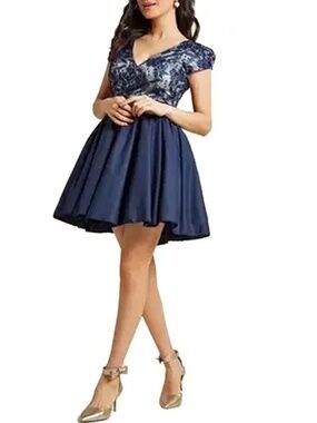 𝅺CHI Chi London ModCloth Dress Taffeta Lace Satin Tulle Cocktail Special